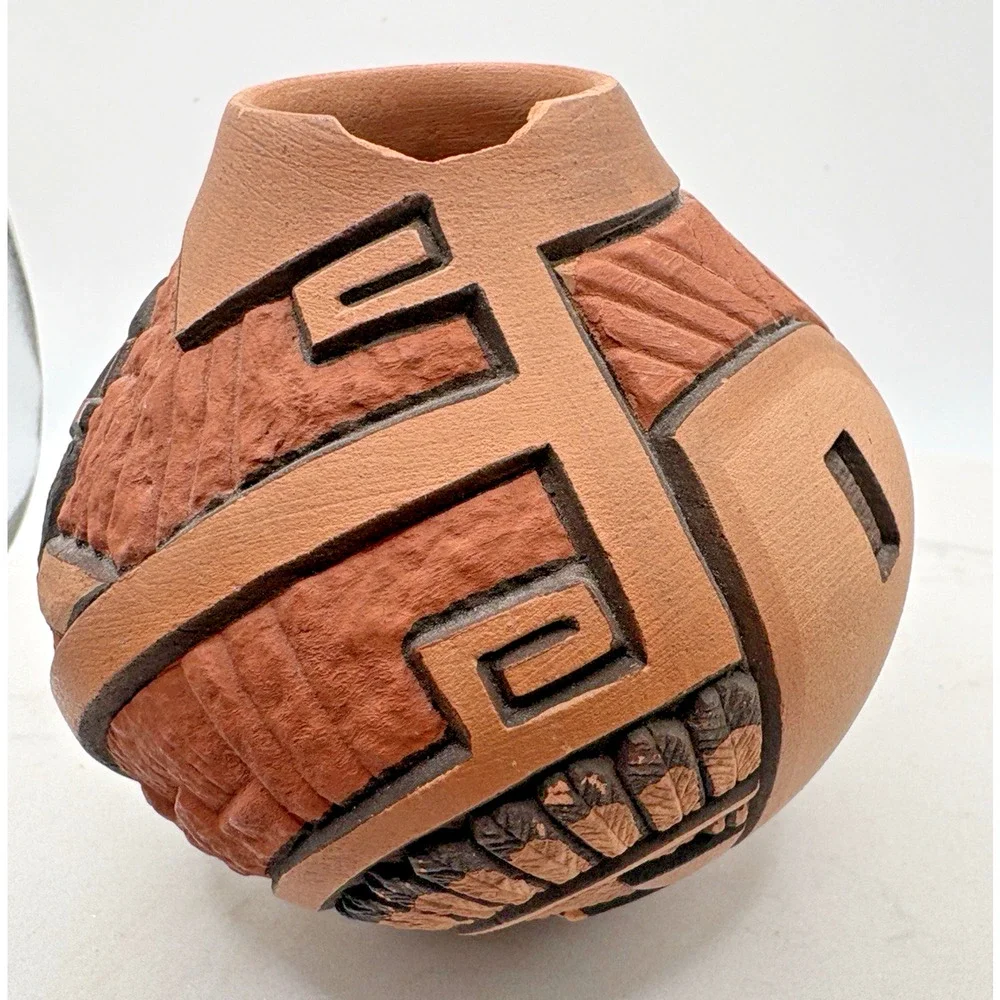 Hopi-Tewa Redware Pueblo Pottery Kachina Dancer Signed Carla Nampeyo 3.5